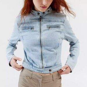 Lioness Light Wash Denim Moto Jacket